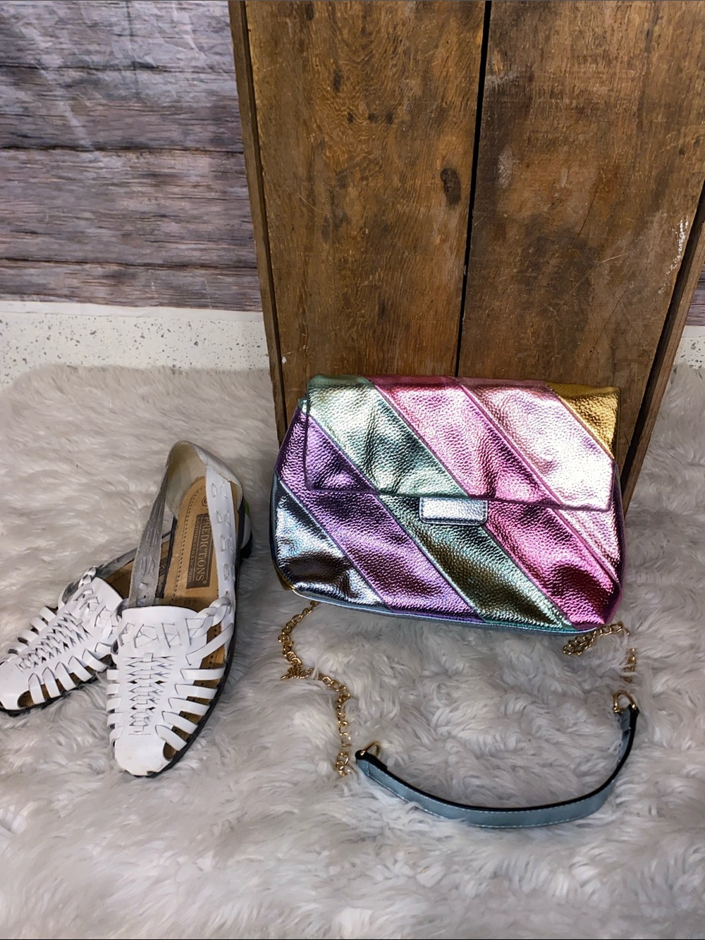 Metallic Rainbow Handbag Crossbody Bag